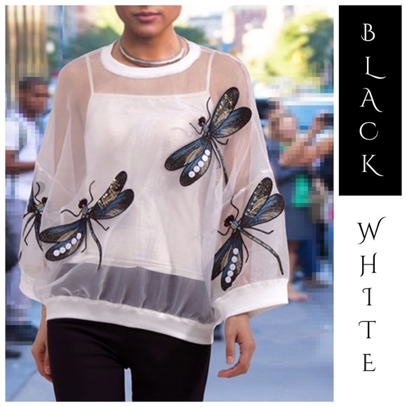 Tops - 3D Sheer Dragonfly Oversize Top
